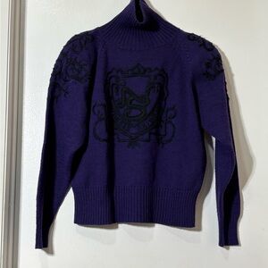 ITEM #2 Purple Turtleneck NILS  Sweater with Black Embroidery 
Size Medium 21x21